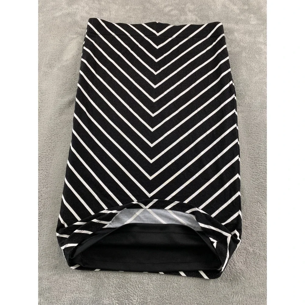 Apt. 9 Womens Black White Chevron Stripe Pencil Skirt Lined Midi Size Medium